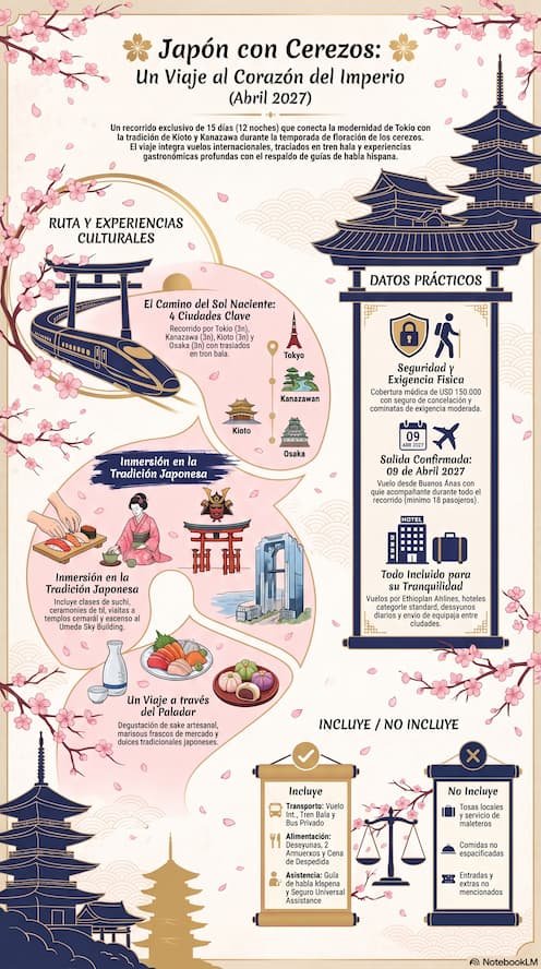 Infografía Japón con Cerezos
