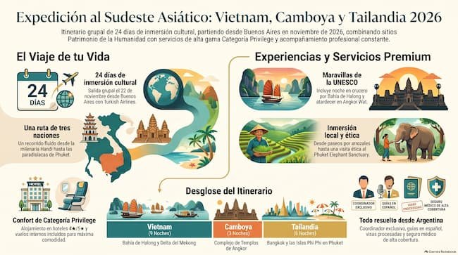 Infografía Vietnam, Camboya y Tailandia