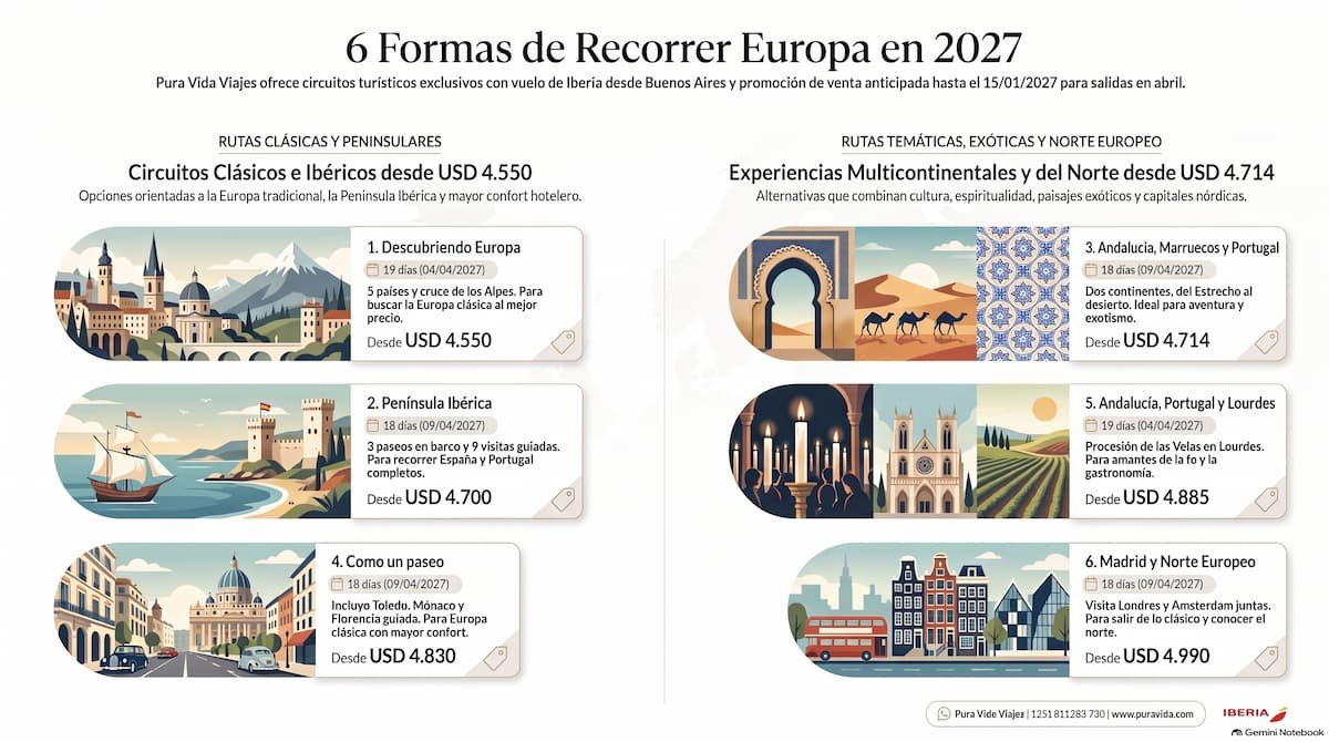 Infografía: 6 formas de recorrer Europa en 2027